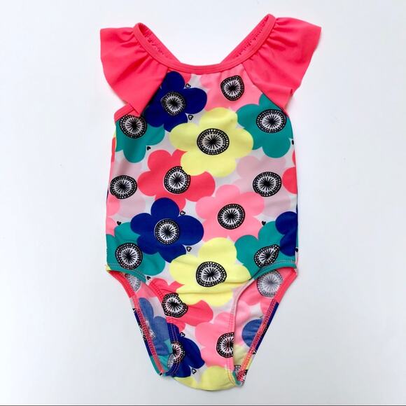 Cat & Jack Girl's Ruffle Floral One Piece Bathing Suit Baby Girl Size 18 Months - Picture 1 of 5